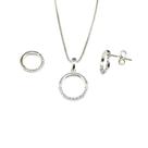 Conjunto Colar e Brinco Círculo Vazado com Zircônia Cristal Prata 925
