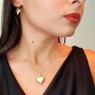 Conjunto Colar e Brinco Coração Folheado A Ouro 18k Conjunto Colar e Brinco Coração Folheado A Ouro 18k
