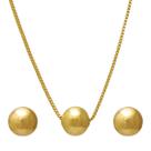 Conjunto Colar e Brinco de Bolinhas Folheado em Ouro 18K Softjoias