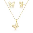 Conjunto colar e brinco de borboleta banhado a ouro