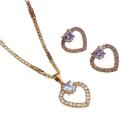 Conjunto Colar e Brinco de Coração com Zircônias Folheado