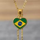Conjunto Colar E Brinco Do Brasil Copa Folheado