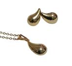 Conjunto Colar e Brinco Dourado Gota