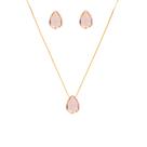 Conjunto Colar E Brinco Gota Pedra Âmbar Folheado A Ouro 18k Conjunto Colar E Brinco Gota Pedra Âmbar Folheado A Ouro 18k