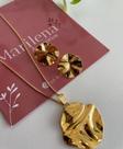 Conjunto Colar e Brinco Martelado dourado
