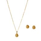 Conjunto Colar e Brinco Pedra Cristal Banhados a Ouro 18K - Semijoia