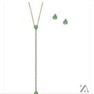 Conjunto Colar e Brinco Pedra Verde Gota com Detalhes no Pingente Grande em Micro Zircônia