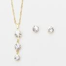 Conjunto Colar E Brinco Ponto Luz Folheado A Ouro 18k