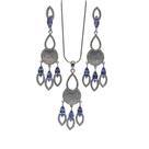 Conjunto colar e brinco prata 925 zircônias lilás e branca