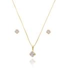 Conjunto Colar e Brinco Zircônia Banho de Ouro 18k Elegante Conjunto Colar e Brinco Zircônia Banho de Ouro 18k Elegante