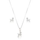 Conjunto Colar e Brincos Cachorro Prata 925