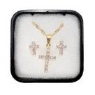 Conjunto Colar e Brincos com Cruz Strass Folheado