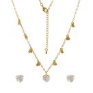 Conjunto Colar e Brincos de Coração Colorido Folheado em Ouro 18K SoftJoias