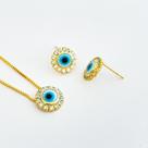 Conjunto Colar e Brincos Olho Grego Banhad a Ouro 18k Conjunto Colar e Brincos Olho Grego Banhad a Ouro 18k