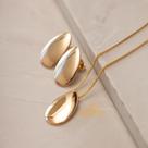 Conjunto Colar e Brincos Oval Folheado a Ouro Semijoia Conjunto Colar e Brincos Oval Folheado a Ouro Semijoia