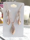 Conjunto colar e brincos pétala banhado a ouro rose zirconia