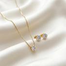 Conjunto colar e brincos ponto de luz zircônia cristal banhado a ouro 18k Conjunto colar e brincos ponto de luz zircônia cristal banhado a ouro 18k