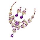 Conjunto Colar e Brincos Strass Brilho Roxo Luxo