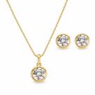 Conjunto Colar e Brincos Zircônio Cristal Banhada a Ouro 18k