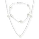 Conjunto Colar e Pulseira Perola Natural Agua Doce Prata 925