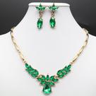 Conjunto Colar Feminino e Brincos Femininos Luxo Verde Cristais - Acessórios Femininos Ideais para Casamento, Noiva e Fe