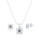 Conjunto Colar Feminino Prata 925 Pingente Cravejado