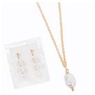 Conjunto Colar Folheado Ouro 18K Pingente de Pérola + Brinco Haste Folheado Ouro 18K com Pérola