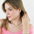 Conjunto Colar Gargantilha Brincos Pulseira Pérola