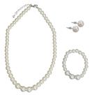 Conjunto Colar Gargantilha Brincos Pulseira Pérola E Strass
