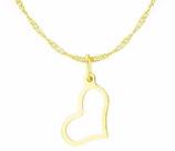 Conjunto Colar Gargantilha Singapura 40cm Pingente Coração Ouro 18k 750
