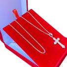 Conjunto Colar Masculino Cruxifixo 2mm + Pulseira Italiana