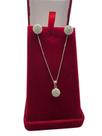 Conjunto Colar + Pingente + Brinco Bola Cravejado Prata 925