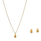Conjunto Colar Pingente e Brincos Gota Banhados a Ouro 18K - Semijoias