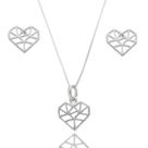 Conjunto Colar Pingente Par Brinco Feminino Prata Legitima