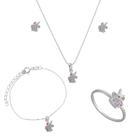 Conjunto Colar Pingente Pulseira Brinco Anel Infantil Prata / 40 / Unicornio