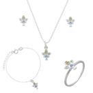 Conjunto Colar Pingente Pulseira Brinco Anel Infantil Prata Conjunto Colar Pingente Pulseira Brinco Anel Infantil Prata