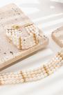 Conjunto Colar + Pulseira Em Perolas Barroco
