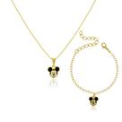 Conjunto Colar + Pulseira Mickey Banhado a Ouro 18k