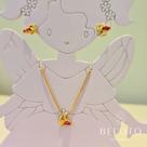 Conjunto colar regulavel + brincos infantil peixe com zirconia banhado em ouro 18k Conjunto colar regulavel + brincos infantil peixe com zirconia banhado em ouro 18k