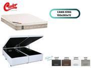 Conjunto Colchão Castor Premium Tecnopedic c/ Cama Box Baú Casal King Jadmax 193x203x72