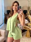 Conjunto Colete Botões Casual Chic em Moletinho