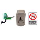 Conjunto Colhedor De Fezes Pets + Lixeira 12 Litros + Placa - Coco Cão