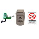 Conjunto Colhedor De Fezes Pets + Lixeira 12 Litros + Placa - Coco Cão