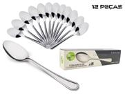 Conjunto Colher de Sobremesa em Aço Inox (12 Peças)
