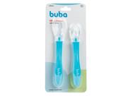 Conjunto Colheres de Silicone para Bebe Buba Introdução Alimentar Azul