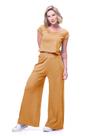Conjunto color blusa e pantalona em crepe sustentável mostarda
