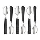 Conjunto com 06 Colheres para Mesa de Aço Inox com Cabo de Plástico Rattan Preto 19,5cm 7652 - Lyor