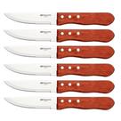 Conjunto com 06 Facas para Churrasco Fracalanza Hanzzo Wood 24cm Inox