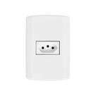 Conjunto com 1 Tomada 2P+T 10A 250V, Modular, com Placa 4x2 e Suporte Branco Pluzie