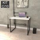Conjunto com 10 Escrivaninhas Kuadra Estilo 90cm Industrial Branco Chess